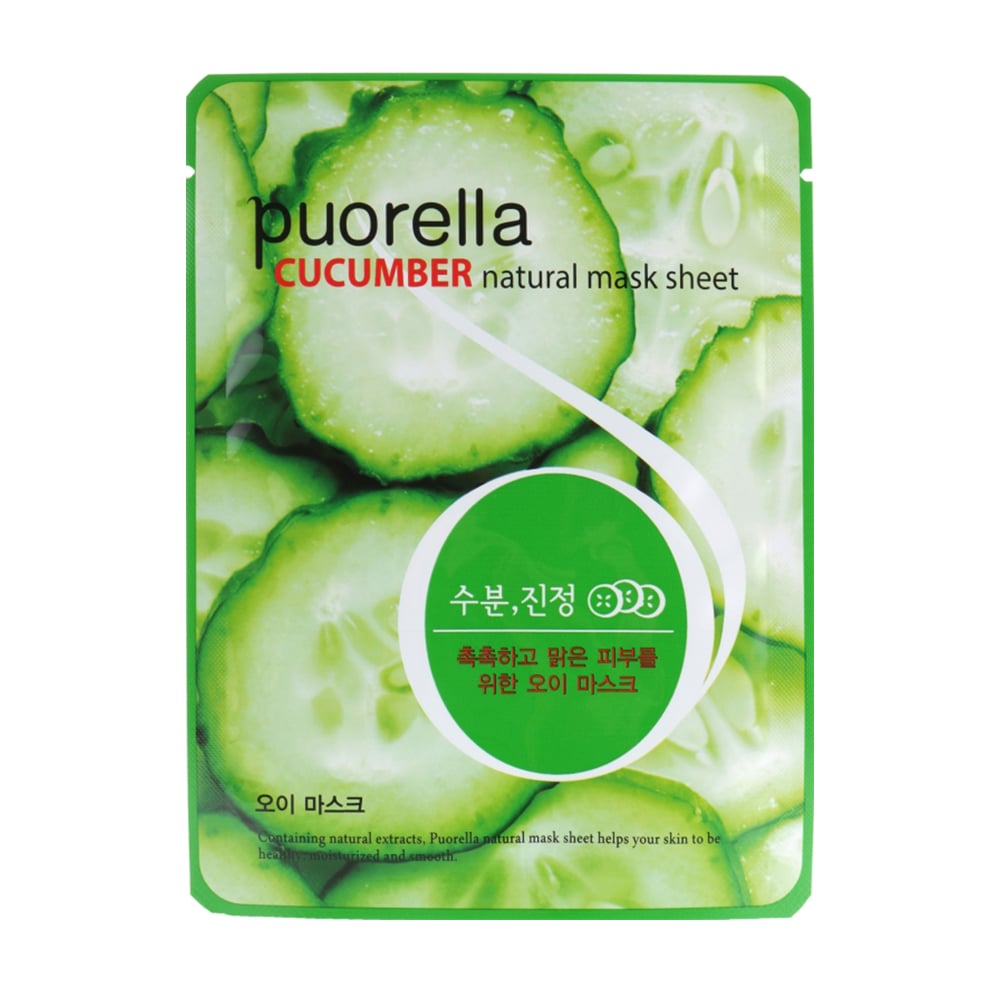 Уцінка! Тканинна маска для обличчя Puorella Cucumber Natural Mask Sheet з екстрактом огірка, 21 г